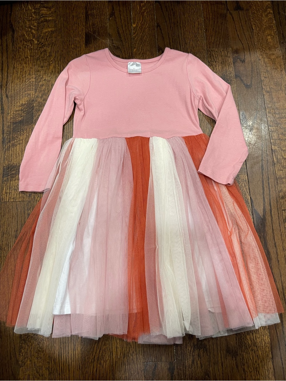Sweet Wink girls Pink Long-Sleeve Tulle Stripe Skirt Dress size 6